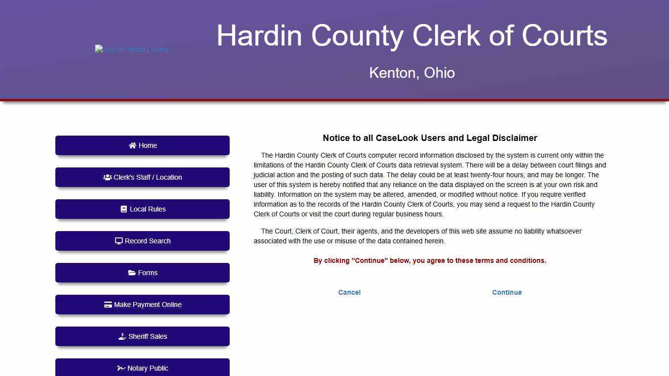 Hardin County Clerk of Courts - Record Search